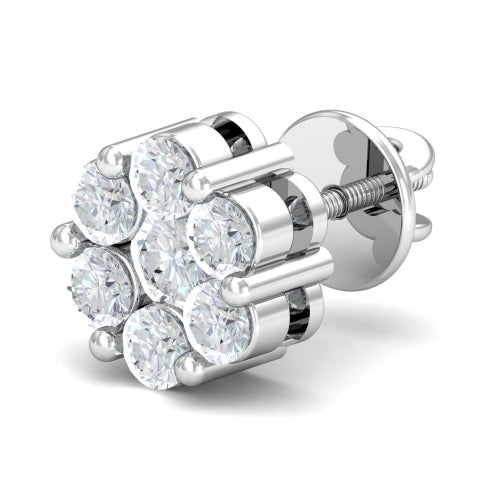 Sparkling Brilliance: 10k White Gold Pressure Set Natural Diamond Earring 0.50ct  I3 G-H SGL Certified