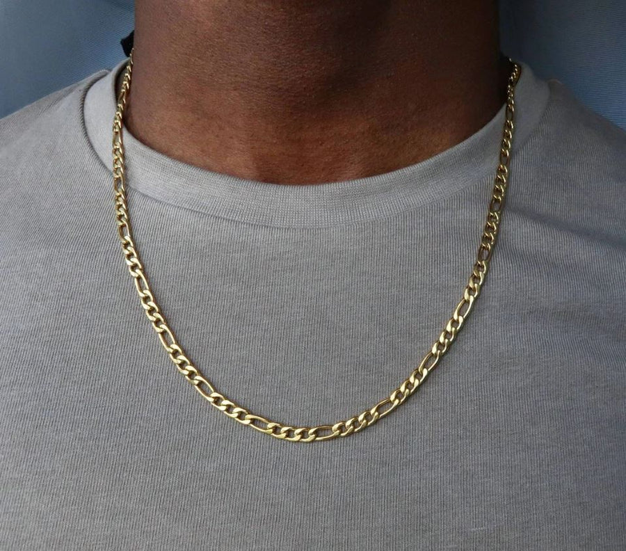 Collar de cadena Figaro con corte de diamante de 24" y 2 mm de oro amarillo de 14 k, 1,8 g