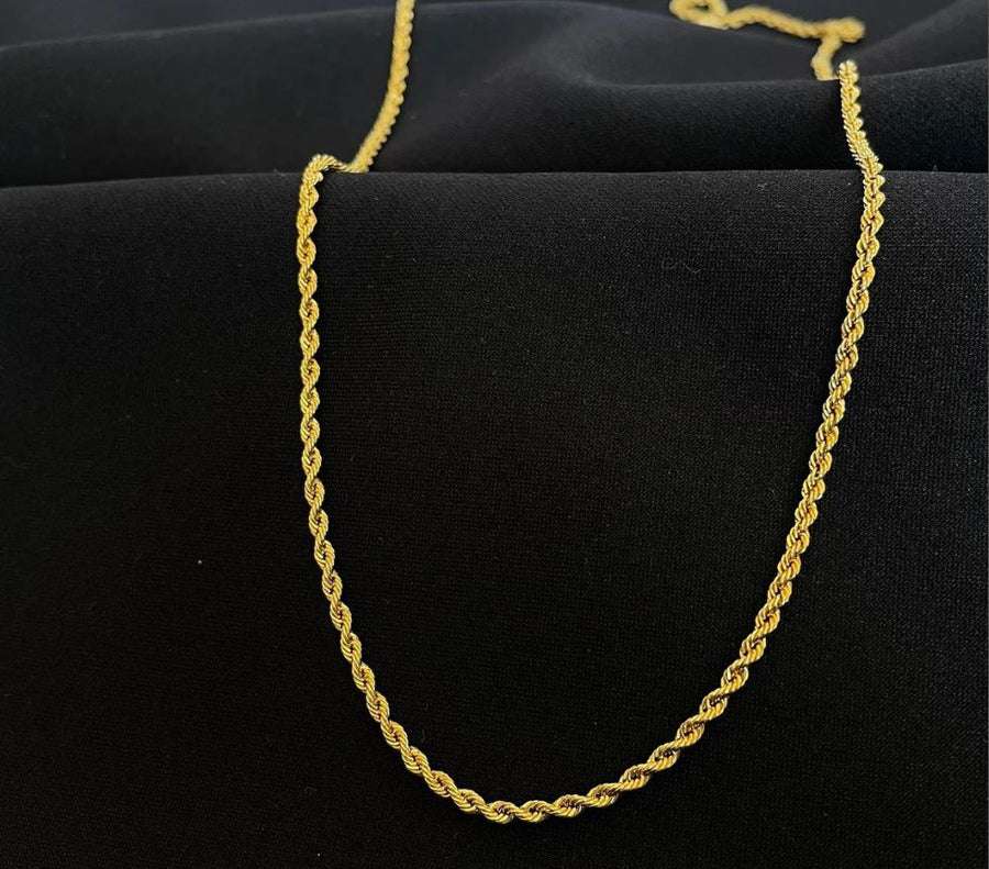 Cadena de cuerda radiante de oro amarillo de 18 k de 18 in, 4,9 g
