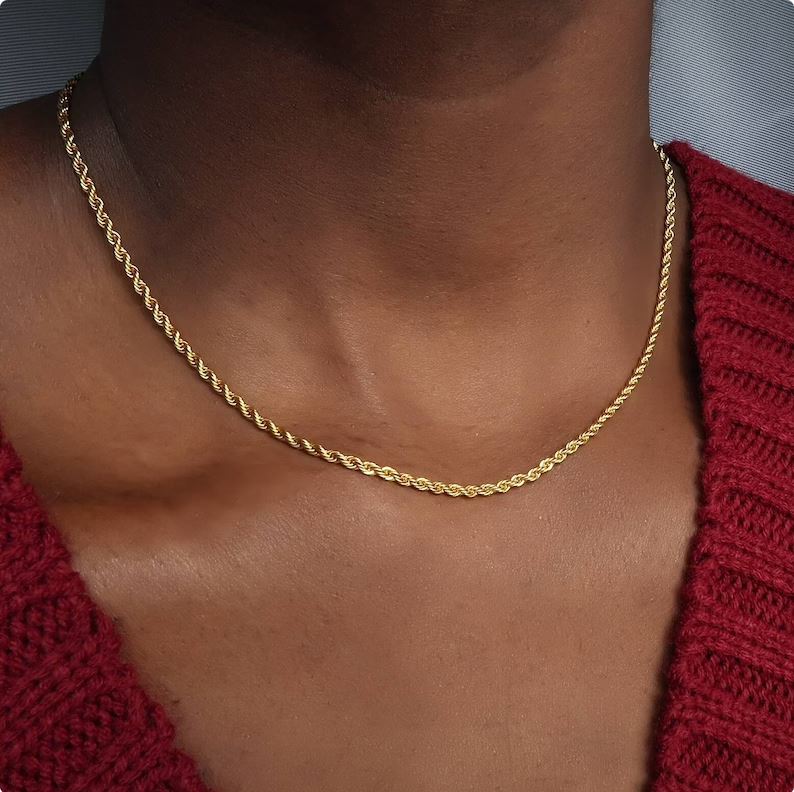 Collar de cadena tipo cuerda con corte de diamante de 22'' y 2,5 mm de oro amarillo de 10 quilates "Oferta de oro del mes" de 3,4 g
