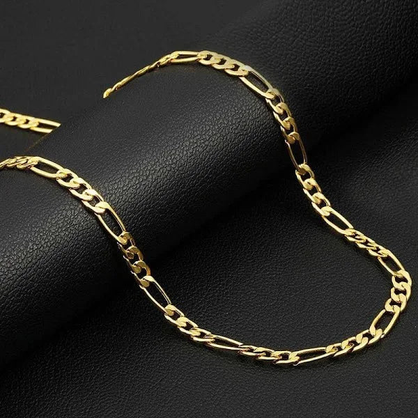 Collar de cadena Figaro con corte de diamante de 24" y 2 mm de oro amarillo de 14 k, 1,8 g