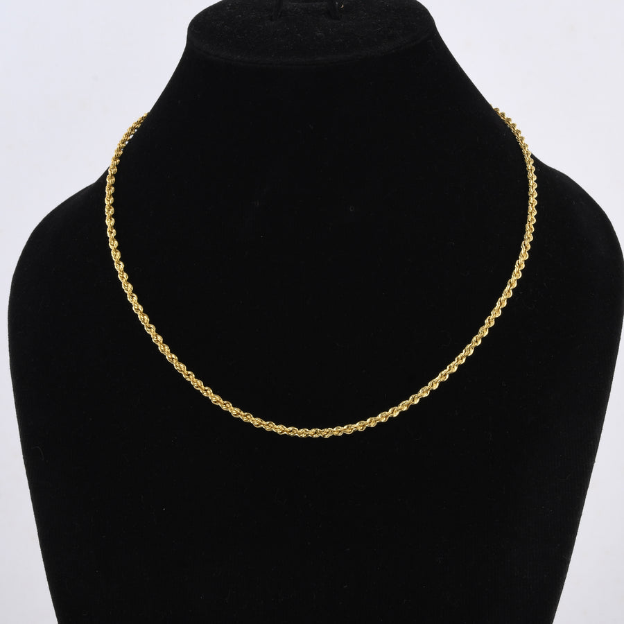 18k REAL Yellow Gold 22" 3MM Diamond Cut Radiant Rope Chain Necklace 5.9gm