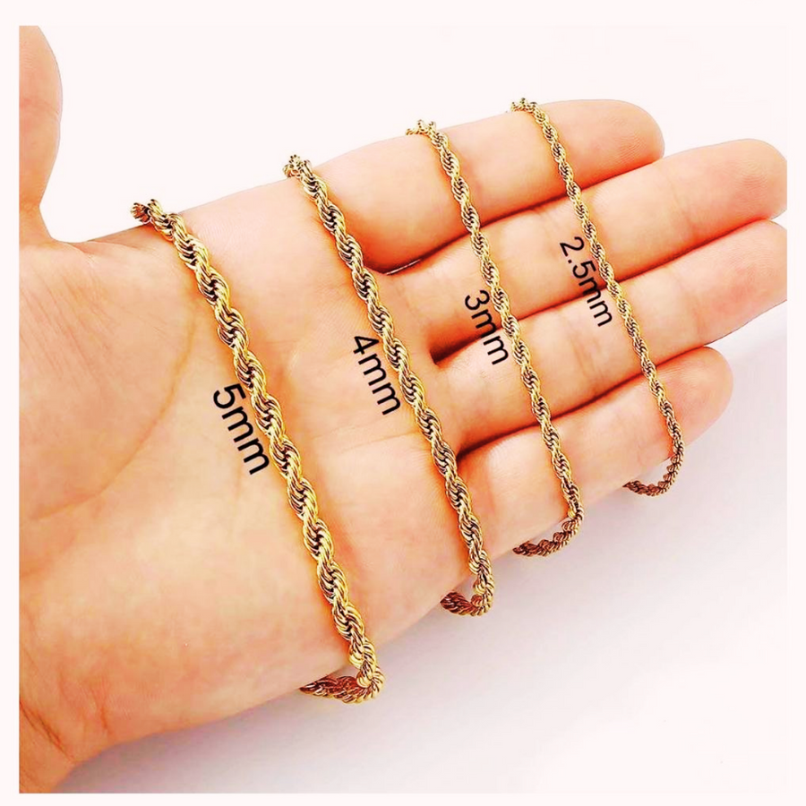 Collar de cadena tipo cuerda con corte de diamante de 20'' y 3 mm de oro amarillo de 10 quilates, 4,2 g