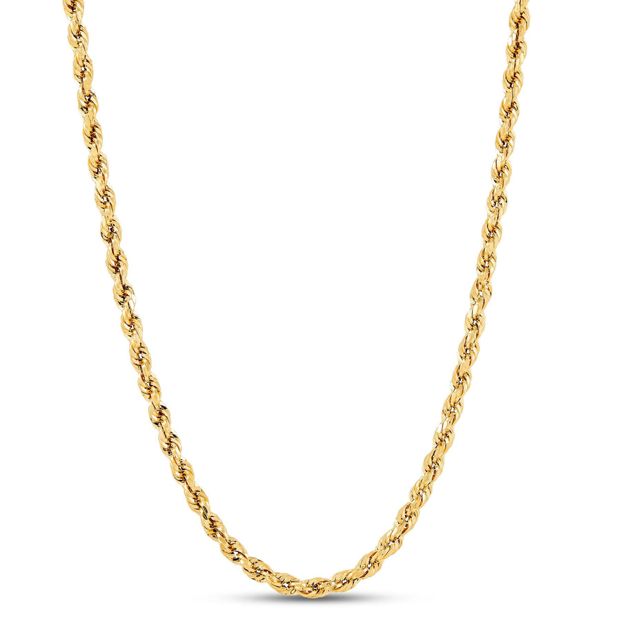 10k REAL Yellow Gold 22'' 4mm Diamond Cut Rope Chain Necklace 6.4gm