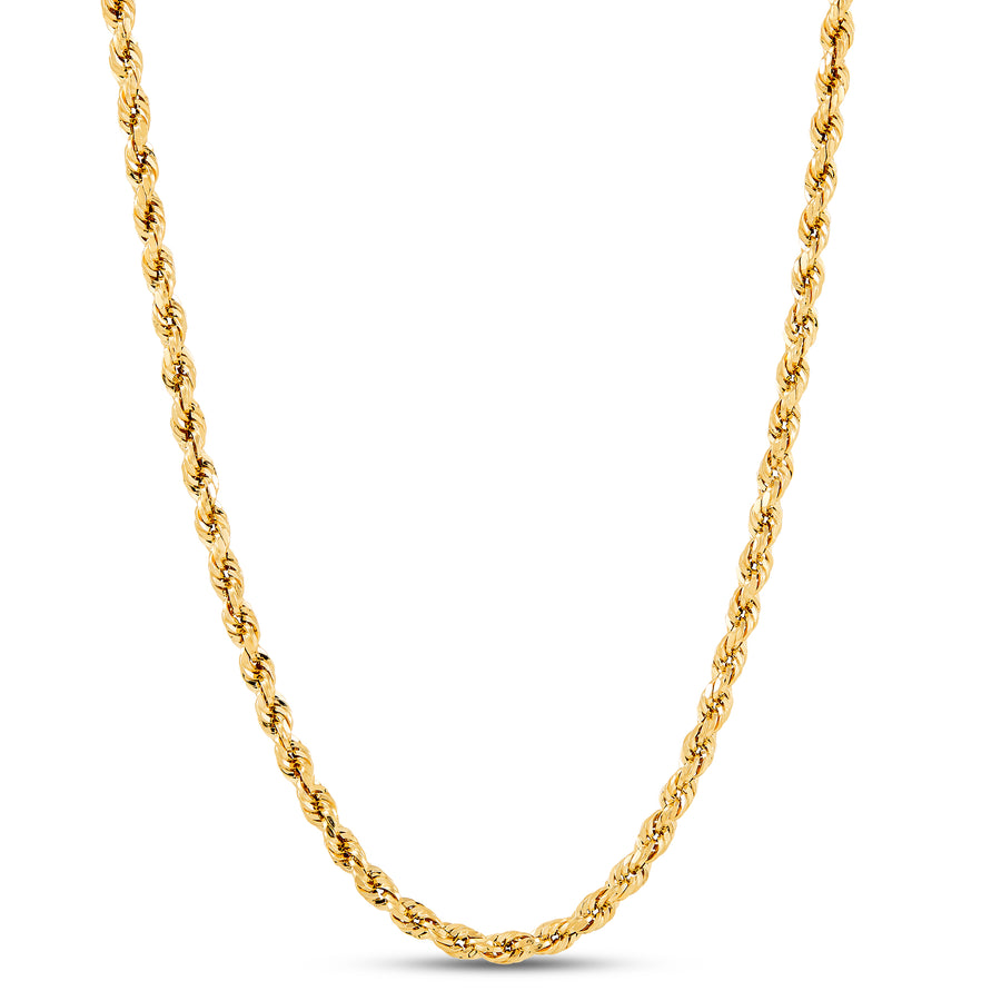 14k REAL Yellow Gold 20'' 3.5mm Diamond Cut Rope Chain Necklace 5.8gm