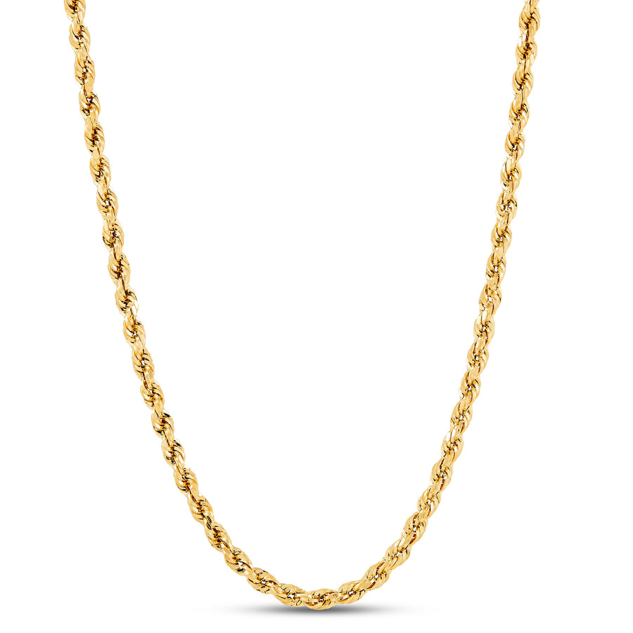 14k REAL Yellow Gold 24'' 3.5mm Diamond Cut Rope Chain Necklace 6.75gm